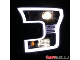 LED DRL Bar Glossy Black Smoke Projector Headlights Pair